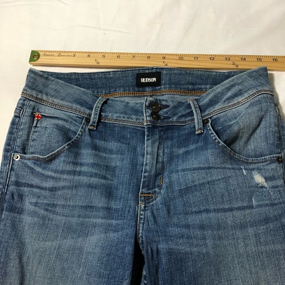 Hudson mid rise skinny with step hem distressed blue jeans womens 29 flap pocket - Picture 7 of 12